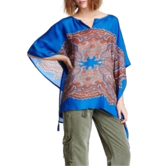 ANTHROPOLOGIE Marrakech Silk Scarf Print Caftan - Picture 1 of 7